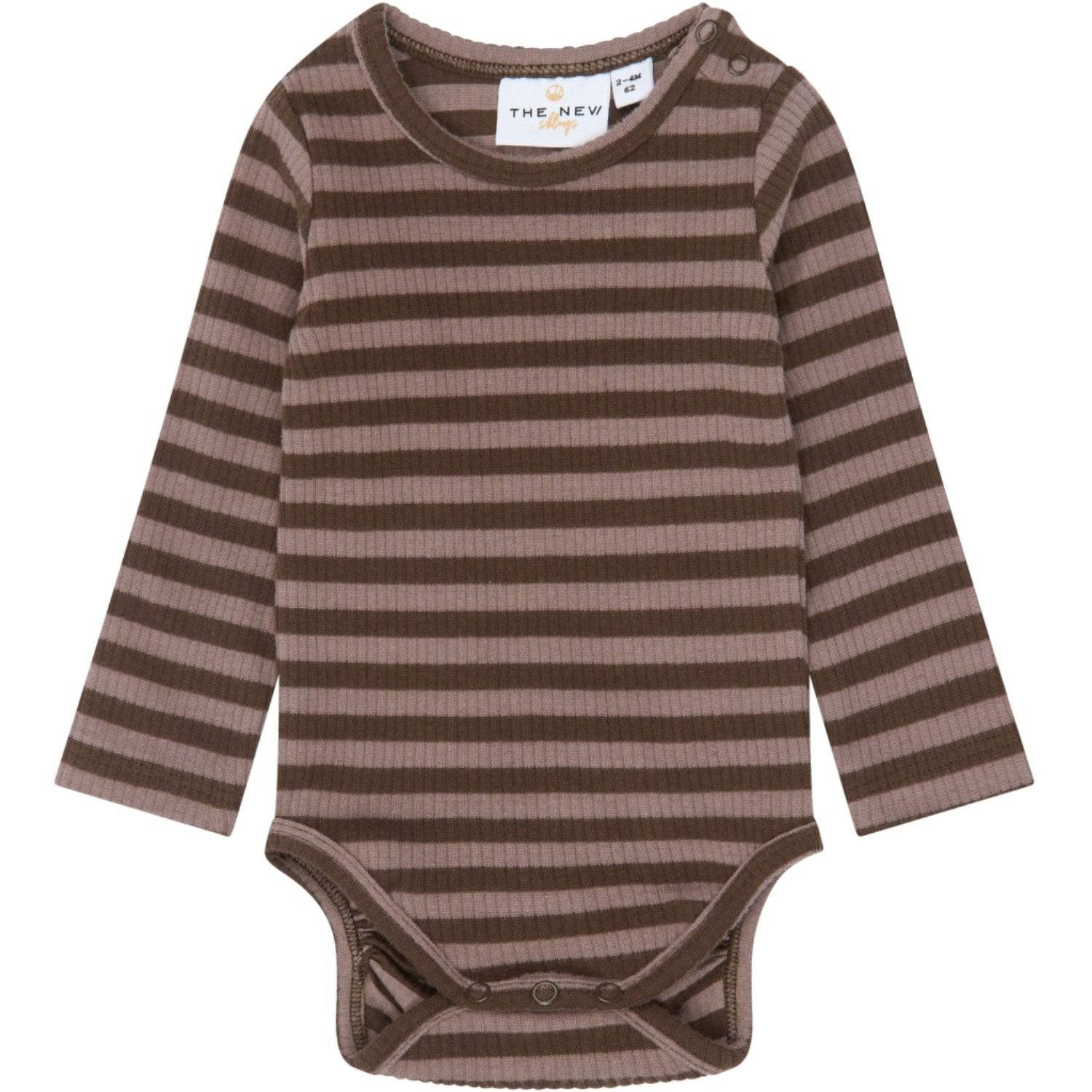 THE NEW Siblings Chestnut Striped Tnsbfro L_S Rib Body Str. 74