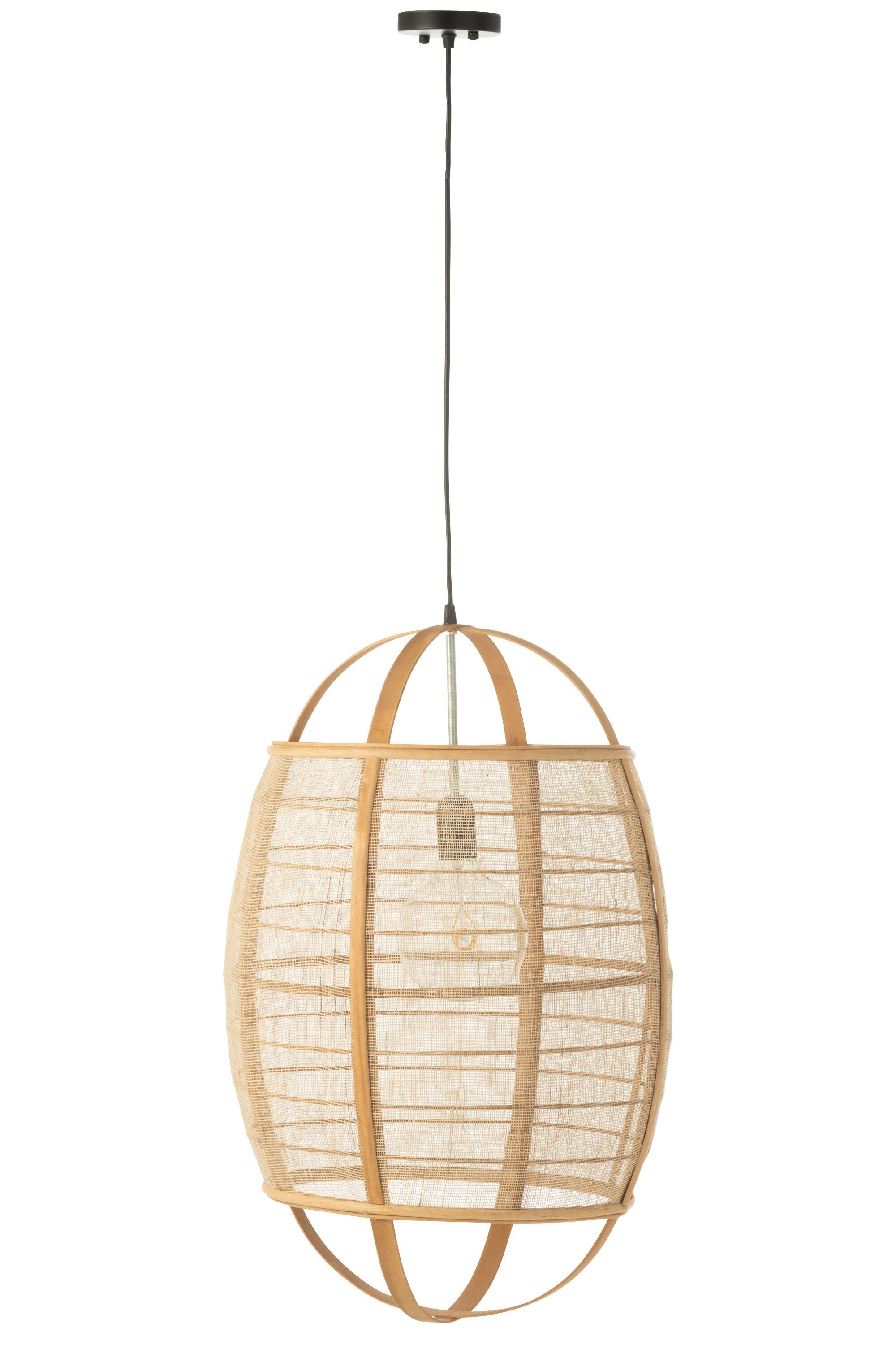J-Line - Loftlampe Bambus/Bomuld/hør/polyester Naturlig 43x43x66cm.