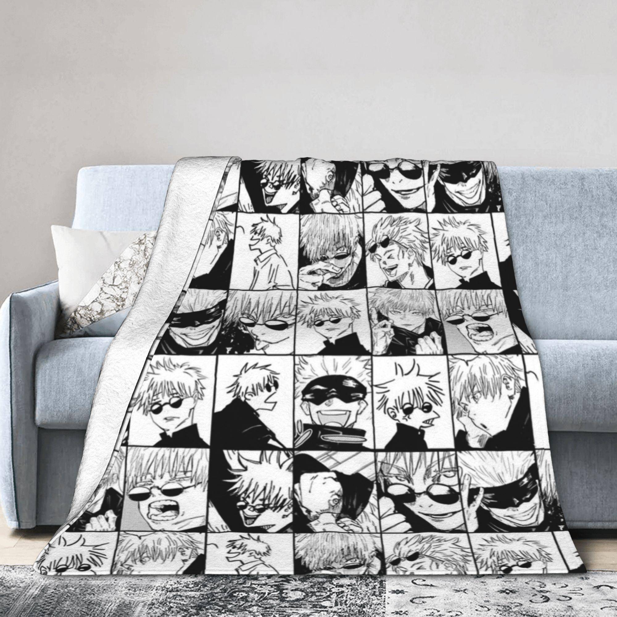 Gojo Satoru Manga Collage Filtar Flanell Vinter Anime Jujutsu Kaisen Mjuk Pläd för Sängkläder Utomhus Sängkläder Plädar