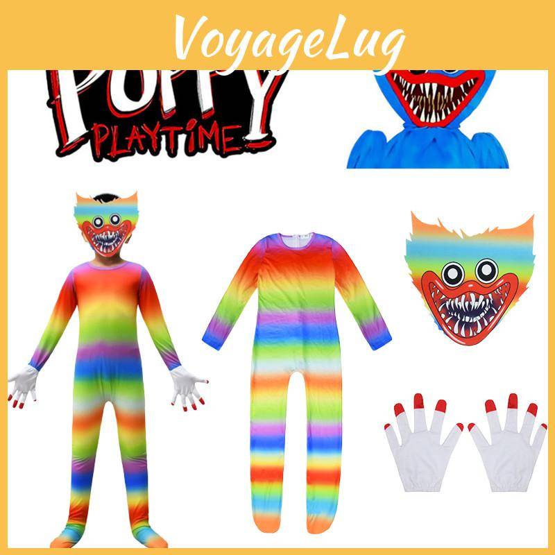 Färgglad Unisex Huggy Wuggy Halloween Cosplay-dräkt för barn cm