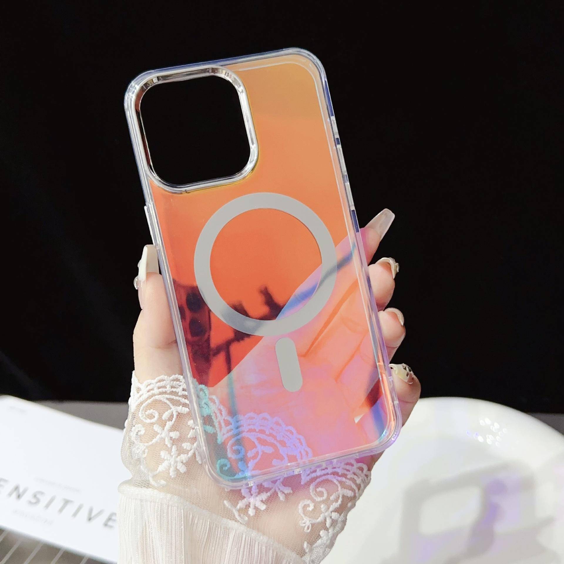 Applicable To Apple IPhone 16 Promax Mobile Phone Case IMD Double Coated Apple 14 Laser Magnetic Suction Four Corners To Prevent Falling iPhone13Promax