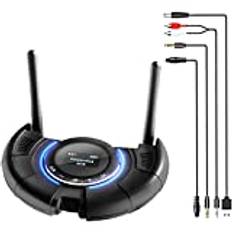 Prolig Bluetooth-adapter 5.0-sändare för TV PC aptX låg latency trådlös ljudadapter APP-stöd för 2 hörlurar (Optical, AUX, RCA, USB) 393 fot räckvidd