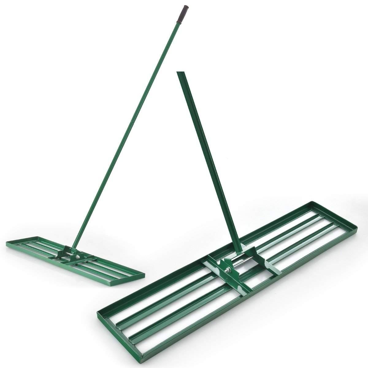 Nivelleringsrive med ergonomisk håndtag, robust græsplæneværktøj, nivelleringsrive, overfladenivellering, 106 x 25 cm, grøn