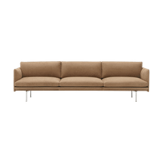 Muuto Outline 3,5-sits soffa polished alu Grace leather Camel - Brun