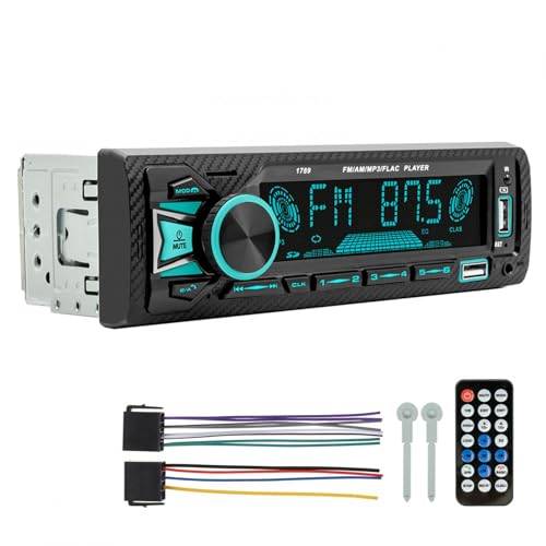ePathChina Bilstereoradio Bluetooth Single DIN 12 V FM/AM LCD-skärm VA MP3-spelare med handsfree, dubbel USB, röstassistent och appkontroll, stöder FM/MP3