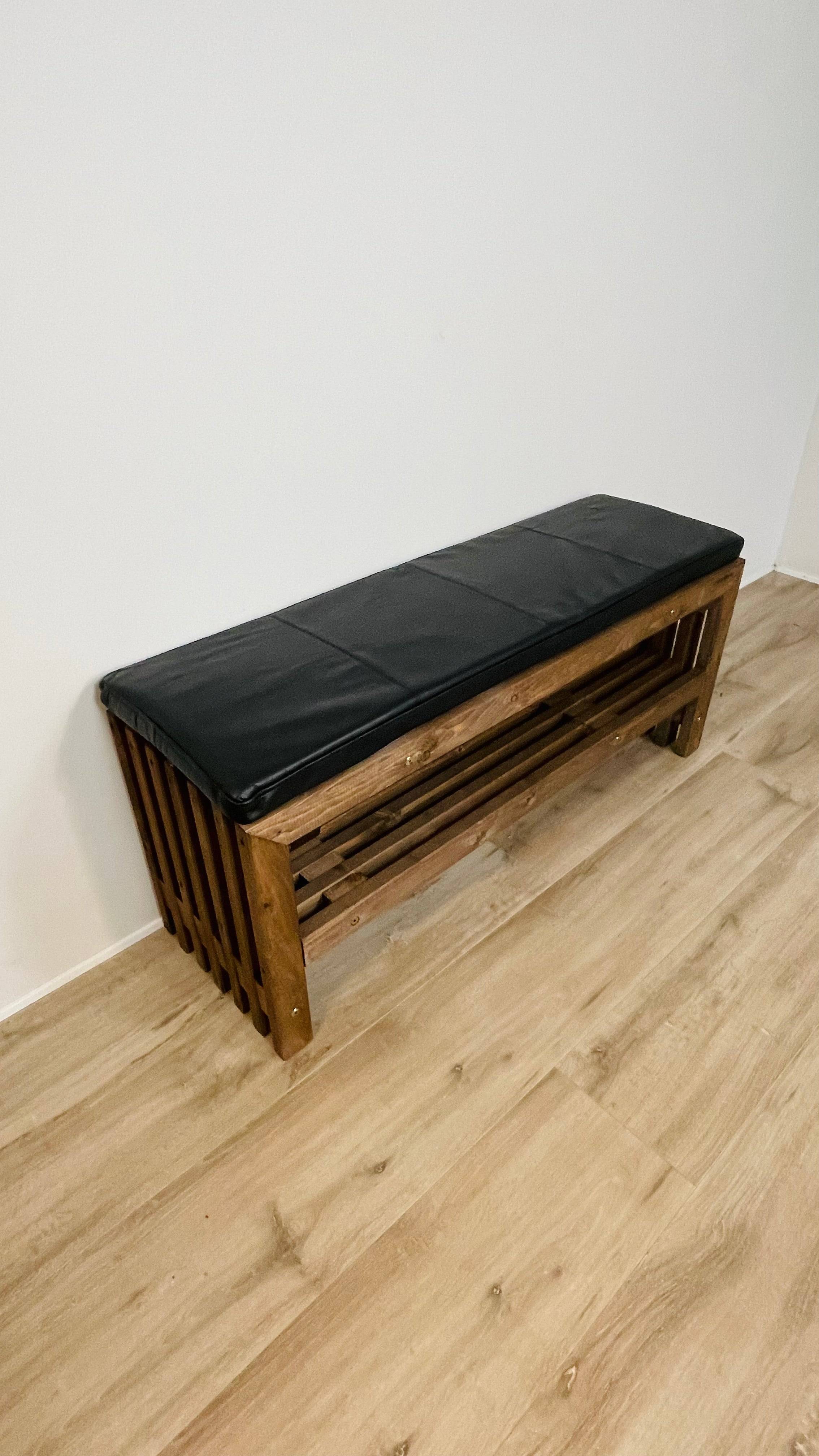 Klassisk Hynde til Trallebænk | Sort læder | 36 cm bred | 160 cm.