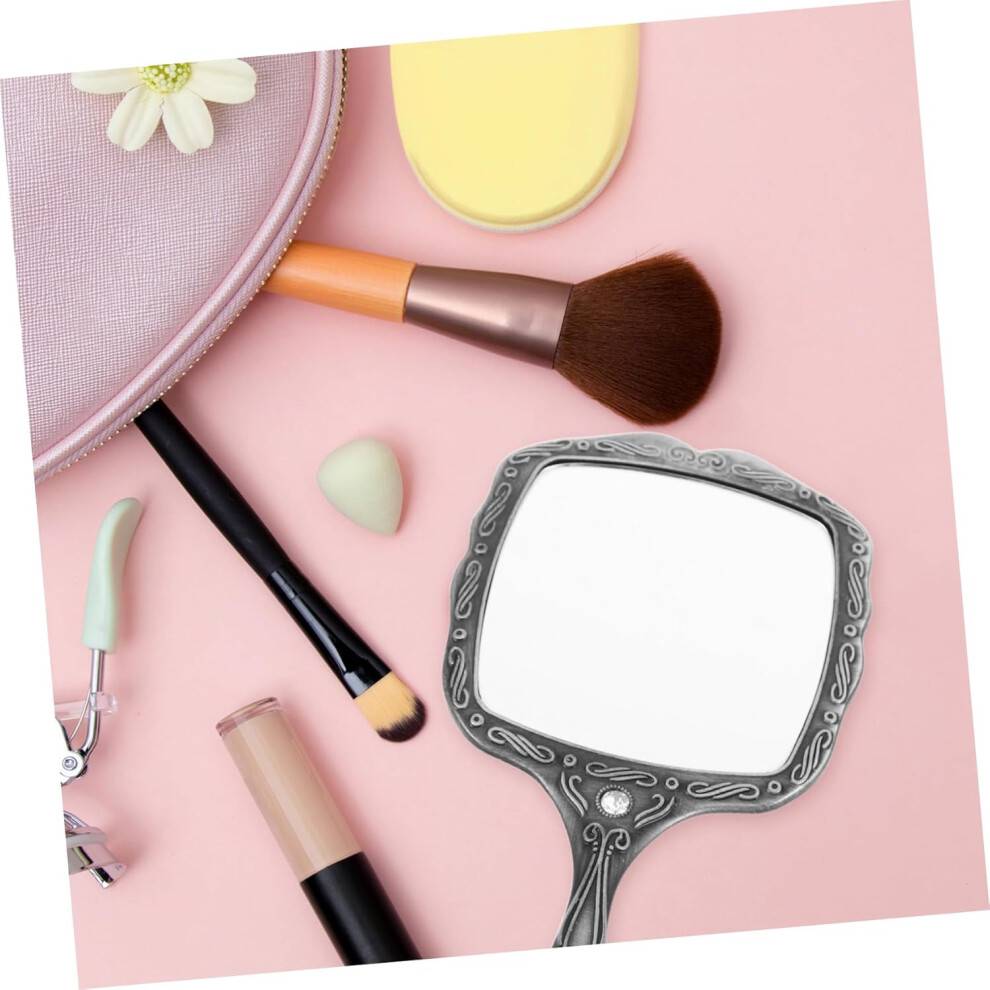 Vintage handhållen spegel Retro stil handspegel Bärbar för touch-ups kvinnor