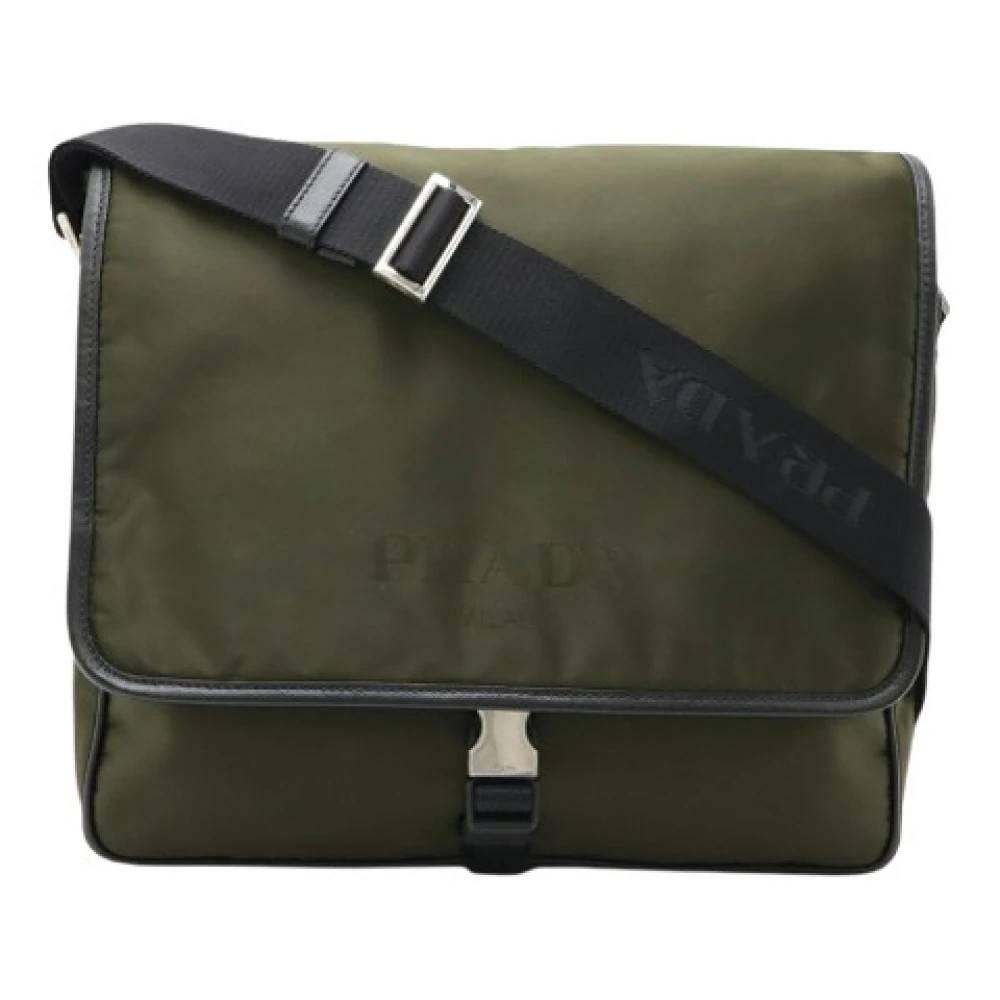 Prada Vintage Pre-owned Logo Jacquard Nylon Skuldertaske - Vintage - Herre - Grøn - ONE SIZE - Uld