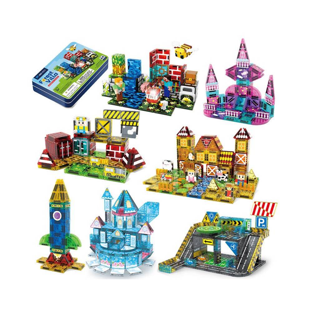 (B188-007 Number and English) Magnetic Tiles for Kids Educational Building Blocks Geometric Magnet Toy Set for Boys Girls