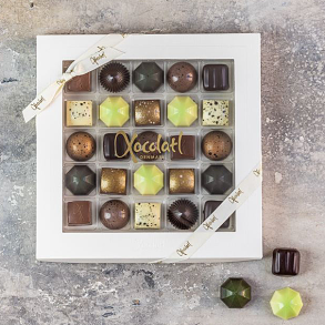 Xocolatl æske med 25 fyldte chokolader