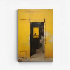 Abstrakt Gul Dörr Canvas