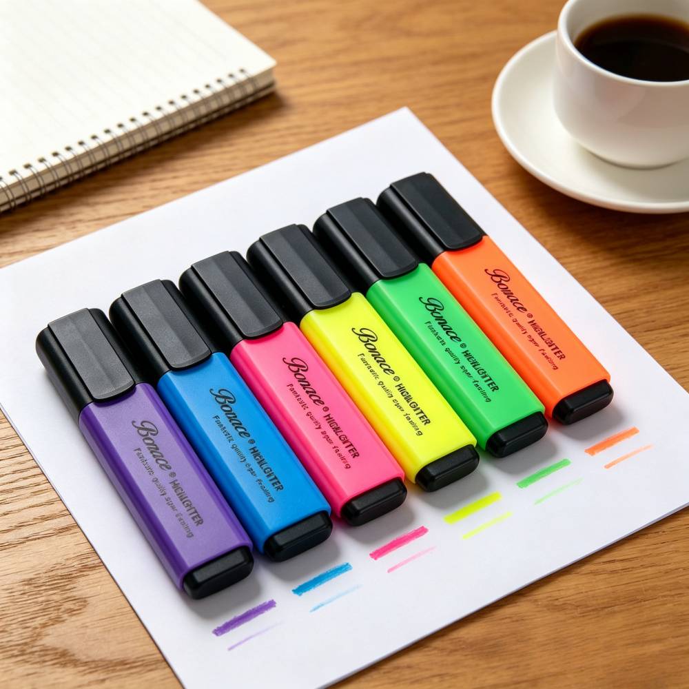 Bright Colored Highlighter Pen Gift Set 6, Pastel Fluorescent Markers Ideal Christmas And Birthday Present For Students, Teachers, Office Workers, Journal Lovers And Stationery Collectors