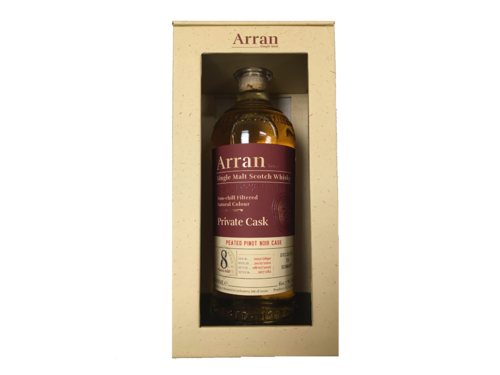 The Arran Malt, Private Cask 8 Y.O. Peated Pinot Noir, 60,7%