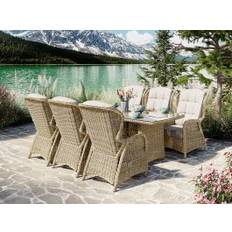 Holiday Garden matgrupp med 6 Karibia-reclinerstolar i naturmix