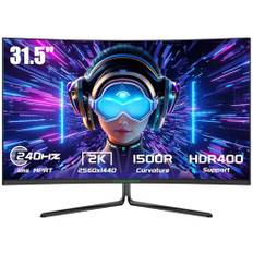 TITAN ARMY 32 Zoll 240Hz 2K Gaming Monitor Curved, QHD 2560 * 1440p, 1ms GTG, G-Sync & FreeSync, 1500R VA Panel Rahmenlos PC Bildschirm, HDR 400, 124% sRGB, VESA, HDMI 2.1, DP 1.4, C32C1S