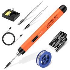 KKMOL Trådlöst lödkolv-set - USB-lödkolv med 3 temperaturer justerbar 300 - 450 ℃, 3 lödspetsar, lödkolvstativ, lödtråd, lödpasta, lödset för reparation av svetsning