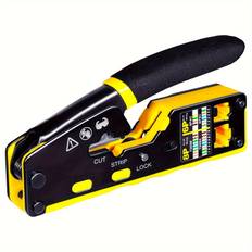 TEMU Professional Rj45 Ethernet Crimping Tool Kit - /6/7/8 Cable Crimper With Wire Stripper & Cutter, Network Tester For Rj11/12 6p/8p - Steel, Black