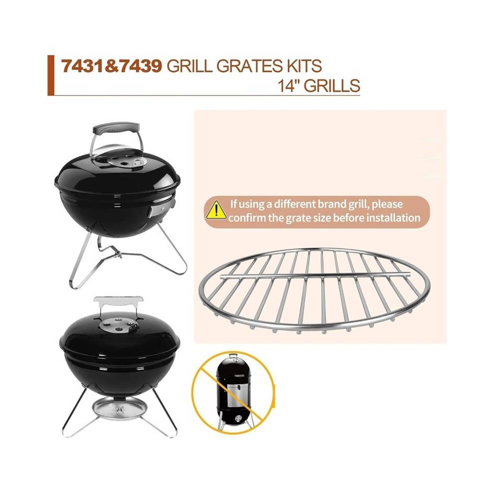 13.5"Cooking Grate&10.5" Charcoal Grate Kit,Grill Grates Fit for 14'' Smokey Joe Silver&Gold Tuck-N-Carry Charcoal