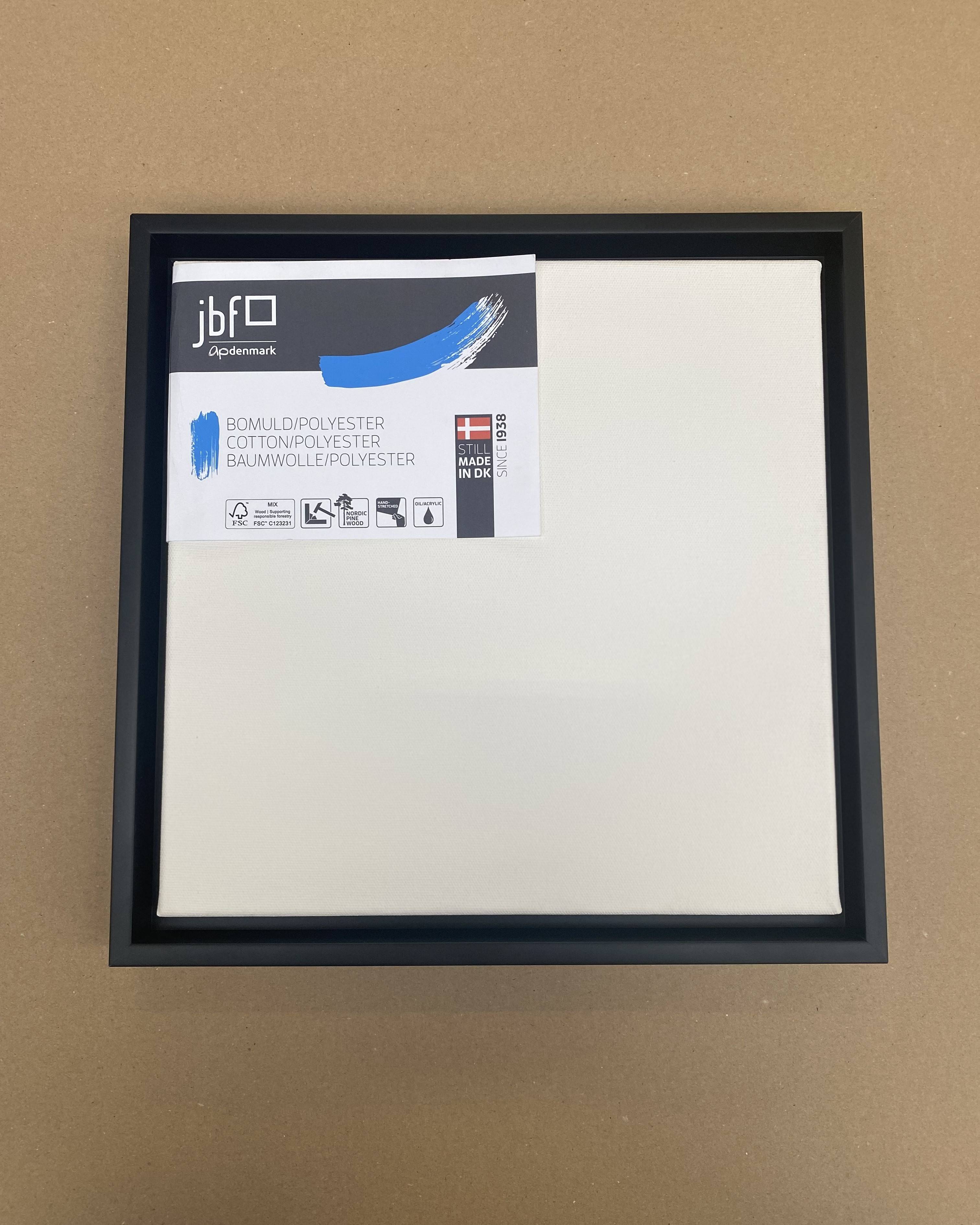 Blindramme Økonomisk Bomuld/Polyester 30 x 30 cm inkl. Svæveramme i Sort Glat