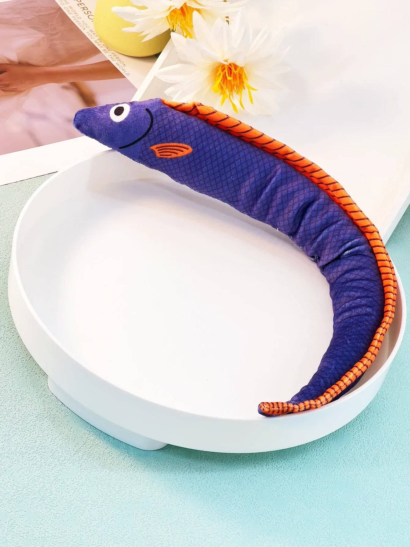 Eel-Shaped Catnip Toy - Purple Eel