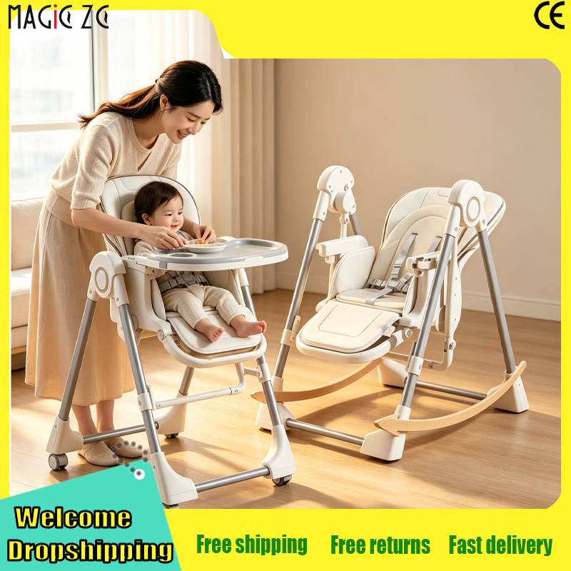 Portable Baby Feeding Chair Baby High Chair 2-in-1 with Swing Mode Infant Products Foldable Easy to Clean Baby High Chair Baby Feeding Chair New Model Baby High Chair