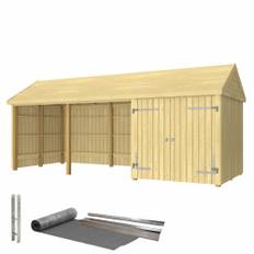 Plus havehus Classic Multi 14,5 m² 3 moduler m/dobbeltdør og åben front inkl. tagpap, alulister og H-stolpefødder