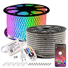 GreenSun LED Streifen 10m - LED Strip mit Fernbedienung, App, Musik Sync LED Band LED Strip 230V Lichtband Farbwechsel RGB Led Strip Lichterkette 10m Lichterschlauch Aussen für Zimmer, Haus Deko