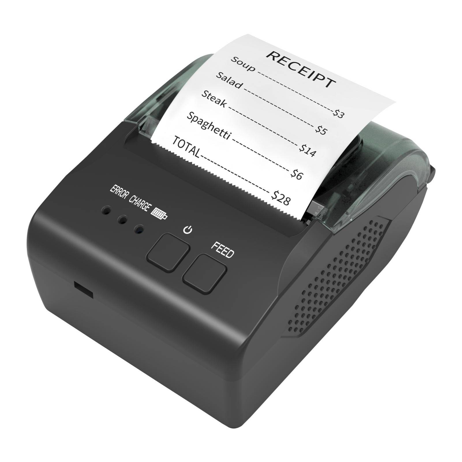 Bisofice 58 mm bärbar mini termisk kvittoskrivare USB & BT-anslutning 2 tum trådlös skrivare B-1