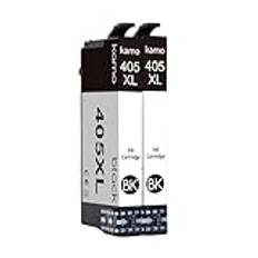 kamo 405 XL bläckpatroner kompatibla med Epson 405 405XL patroner multipack (2-pack svart), för Workforce WF-7840DTWF WF-7830DTWF WF-7310DTW, Workforce Pro WF-4830DTWF WF-4820DWF WF-3820DWF