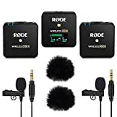 Rode Wireless GO II BK 2-kanals mikrofonradiosystem 2 x lavalier GO BK 2 x keepdrum vindskydd svart