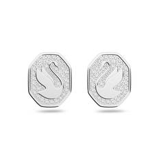 Swarovski Swan Stud Earrings, Swan, White, Rhodium Plated