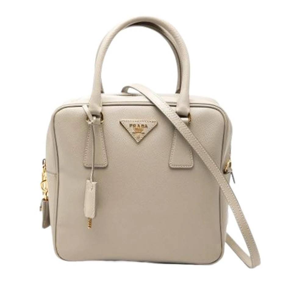 Prada Vintage Pre-owned Vintage Læder Håndtaske - Vintage - Dame - Beige - ONE SIZE - Læder