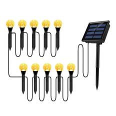 Ball Fairy Udendørs LED Lyskæde på spyd med SOLCELLER - 10 LED lys - Gul