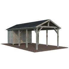 Palmako carport m/skur Robert gråtrykimprægneret 23,1 m²