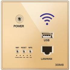 300 mbps 220v power ap relay smart wireless wifi repeater extender wall inb&#xE4;ddad 2.4 ghz routerpanel usb-uttag rj45 - Guld-