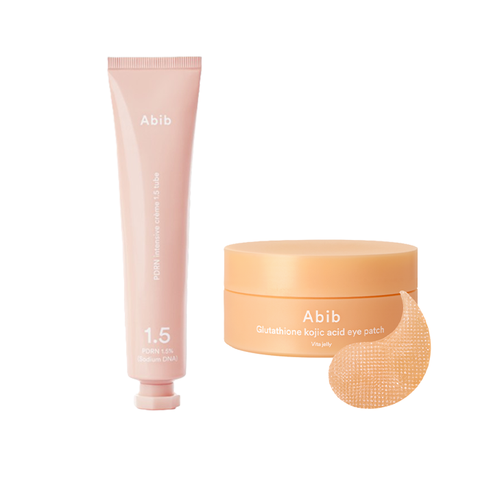 Abib - PDRN Intensive Creme 1.5 Tube (1ea) X Glutathione Kojic Acid Eye Patch Vita Jelly (1ea) Set - black