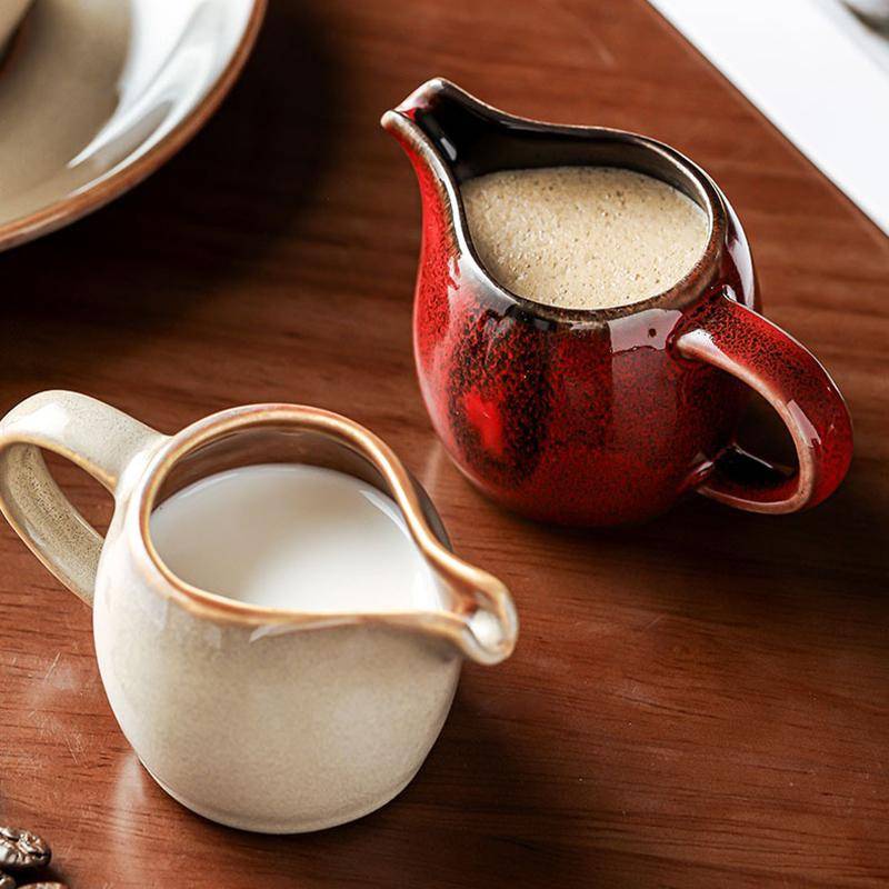 3oz Liten Keramisk Mjölkkanna Gräddkanna Mini Mjölkkopp Gräddkanna Kök Såssnipa Såsbehållare Barista Kaffetillbehör beige