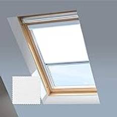 Skylight persienner för VELUX takfönster – mörkläggningsgardin – silver aluminiumram (CK01, vit)