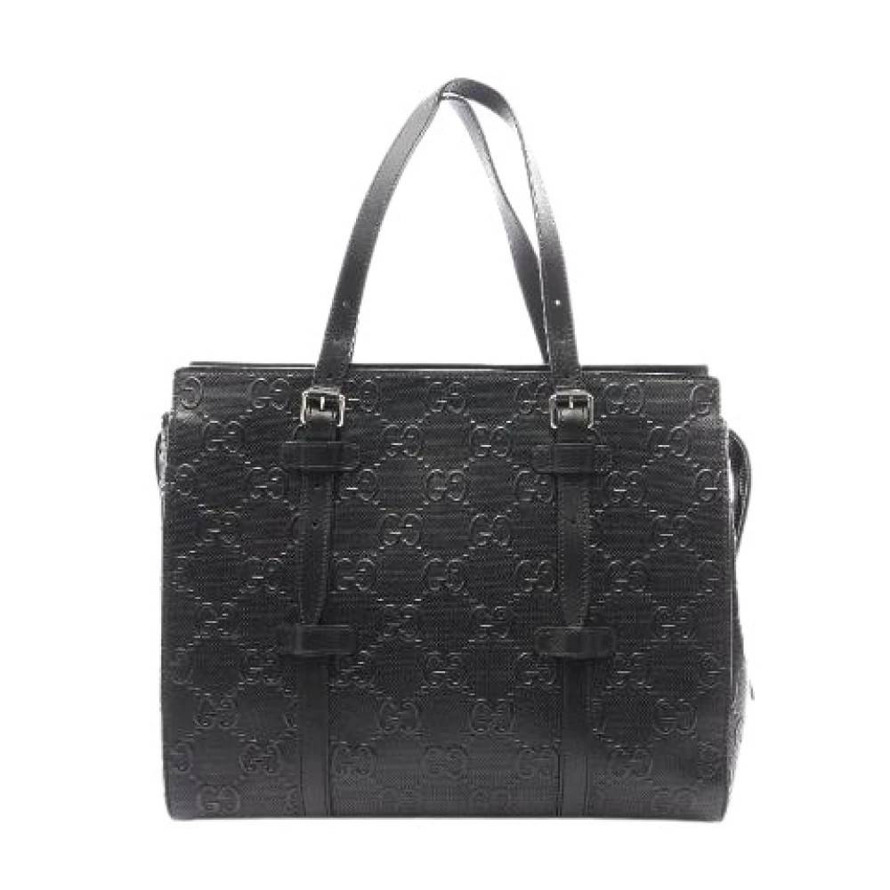 Gucci Vintage Pre-owned Læder GG Præget Tote Taske - Vintage - unisex - Sort - ONE SIZE - Læder