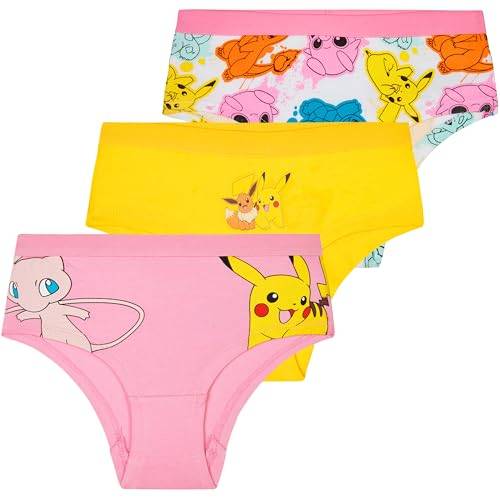 Get Trend Pokemon | Stitch Trosor Flickor Andningsbara Underkläder Barn Tonåringar Underkläder Multipack Trosor Skänker för Flickor, 9-10 Years