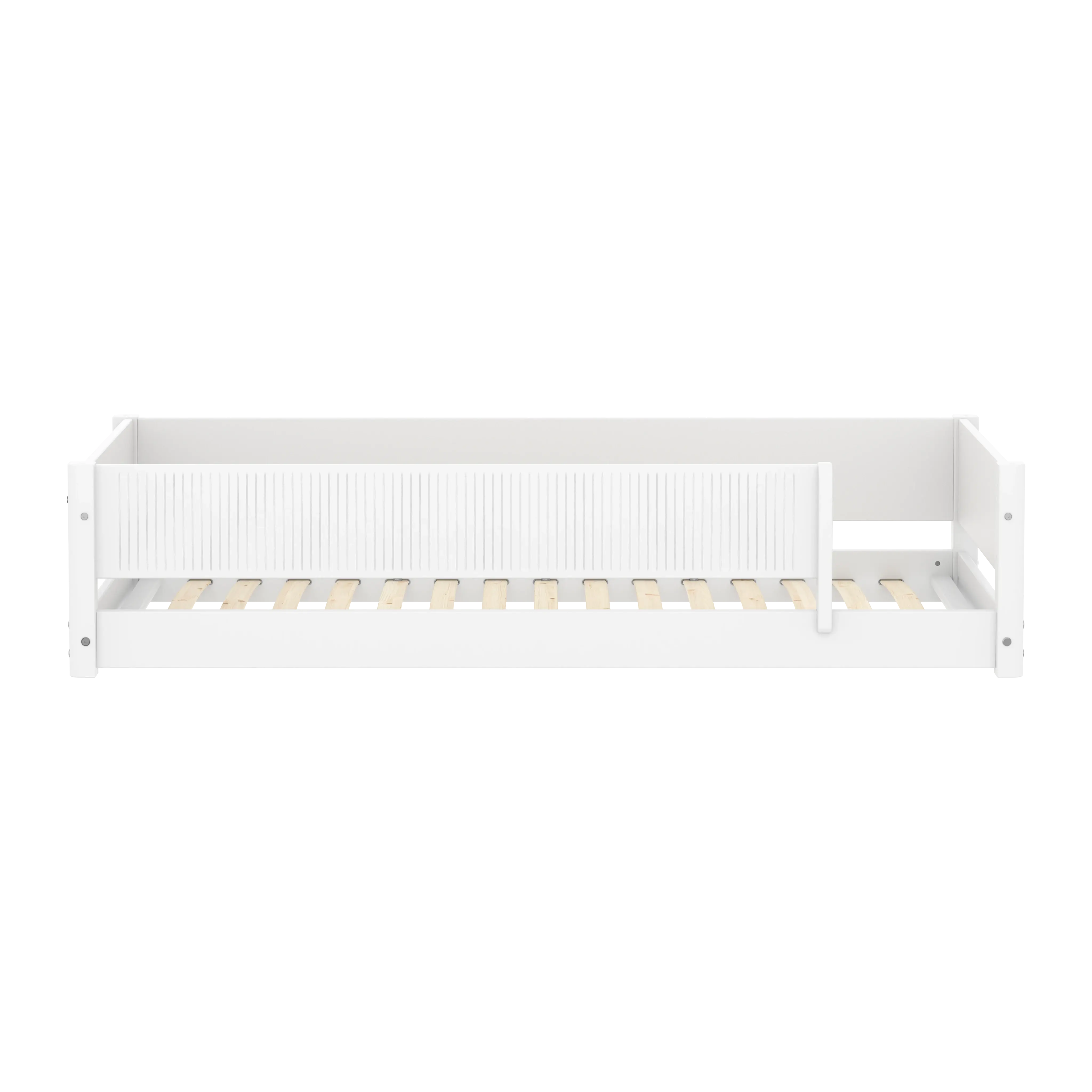 Montessori-seng Med Front Sengehest Med Grooves, 90x200 Cm, Hvid