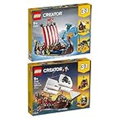 Lego Creator Set med 2 31132 vikingaskepp med midgardsorm och 31109 piratskepp