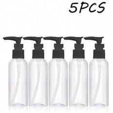 5Pcs 3.4oz Clear Round Shoulder Bottle With Flip Butterfly Lid Travel Bottle Empty Cosmetic Sample Dispenser Container, Travel Bottle, Travelling Cont - Black - 30ML,50ML,60ML,100ML,80ML