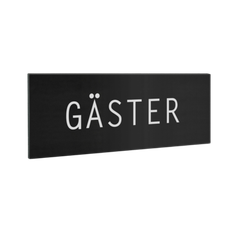 Skylt Gäster 25x60mm