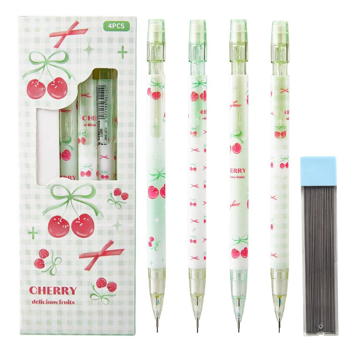 TEMU 5pcs Mechanical Pencil Set 0.5mm Retractable Lead With 4pcs Pencils And 100pcs Refills, Durable Plastic Material For Student Writing And Drawing Stationery