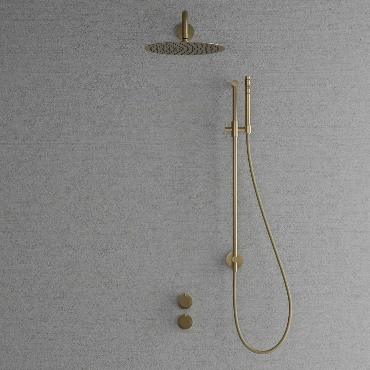 Takduschset Scandtap Steel Harmonized 5X för Inbyggnad Champagne