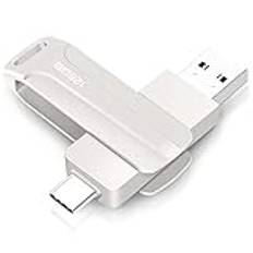 128 GB 2-i-1 USB-minne 128 GB typ C Pendrive 128 GB USB C Flash Drive 128 Giga 2-i-1 OTG USB-penna 128 GB för PC/surfplatta/aptop/smartphone med typ C, Xiaomi/Oneplus/Huawei (Silver)