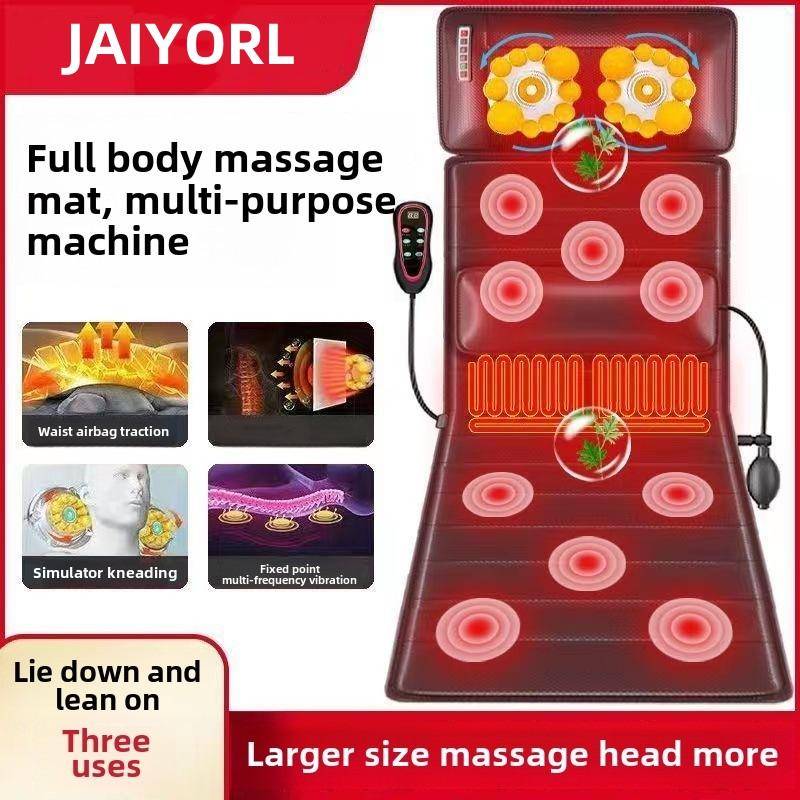 Multifunktionell Ländryggstraktion Massagemadrass Kudde Hela Kroppen Elektrisk Axel Nacke Midja Rygg Vibrationer Avtagbar Gåva AU