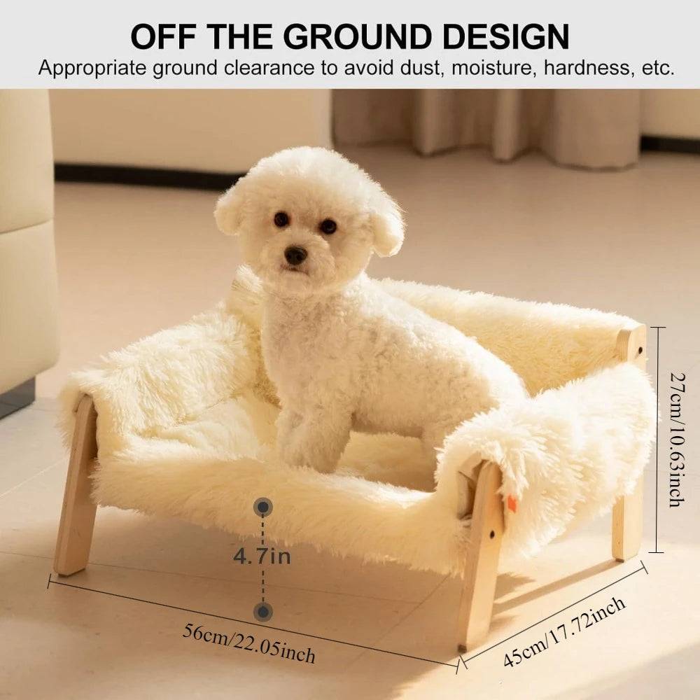 Raised Plush Pet Sofa Bed - Beige