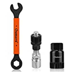 Oumers cykel vevdragare verktygsset, cykel vevutdragare cykel bottenfäste borttagare hexexnyckel 16 mm 15 mm skiftnyckel passar för att ta bort cykel vev